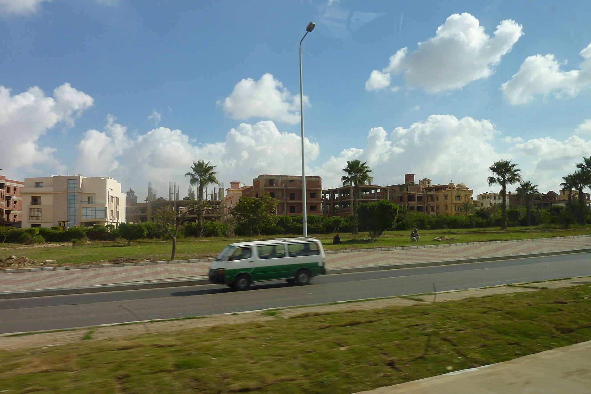Streets and buildings in 6th of October City near Cairo, Egypt