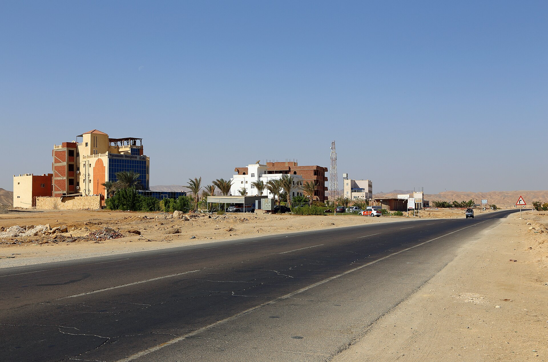 Coastal highway approaching El Quseir, Red Sea, Egypt