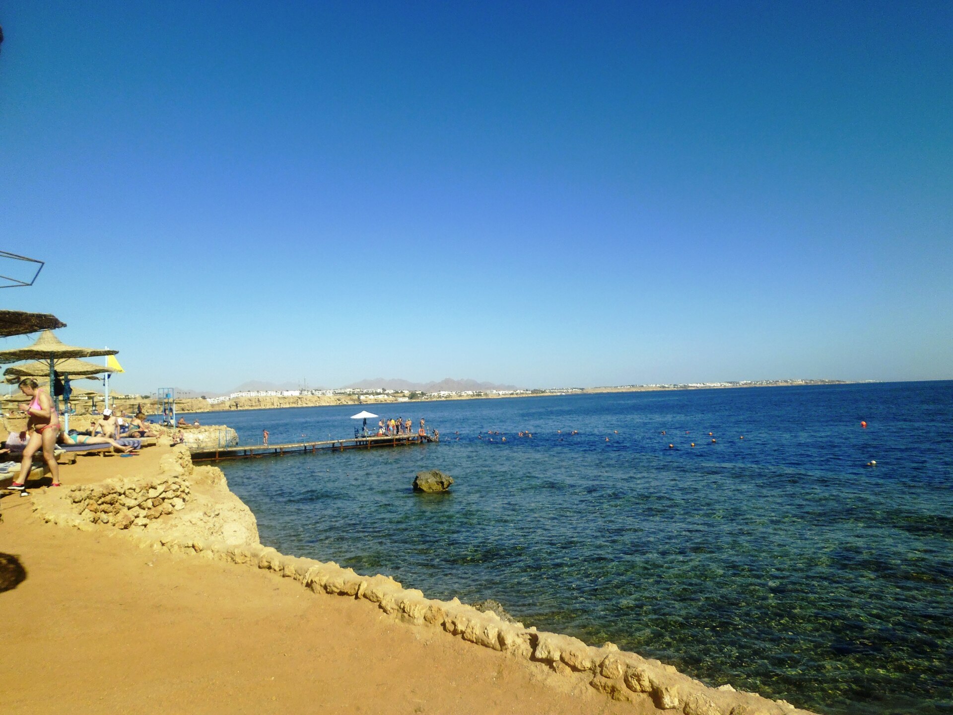 Beach and coral reef edge at Sharm El Sheikh, South Sinai, Egypt