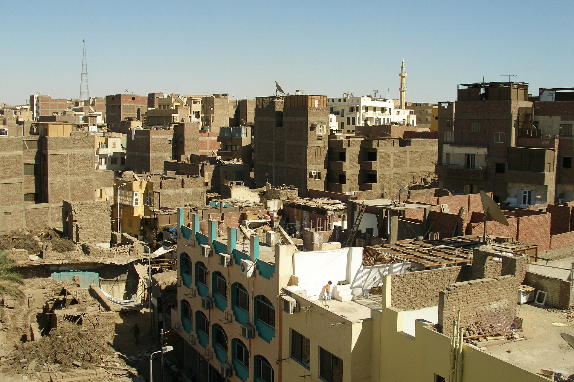 Street and buildings in central Aswan, Upper Egypt
