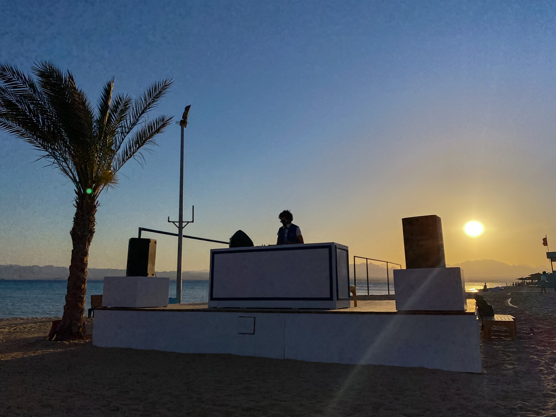 Sunset beach scene at Soma Bay resort on the Egyptian Red Sea