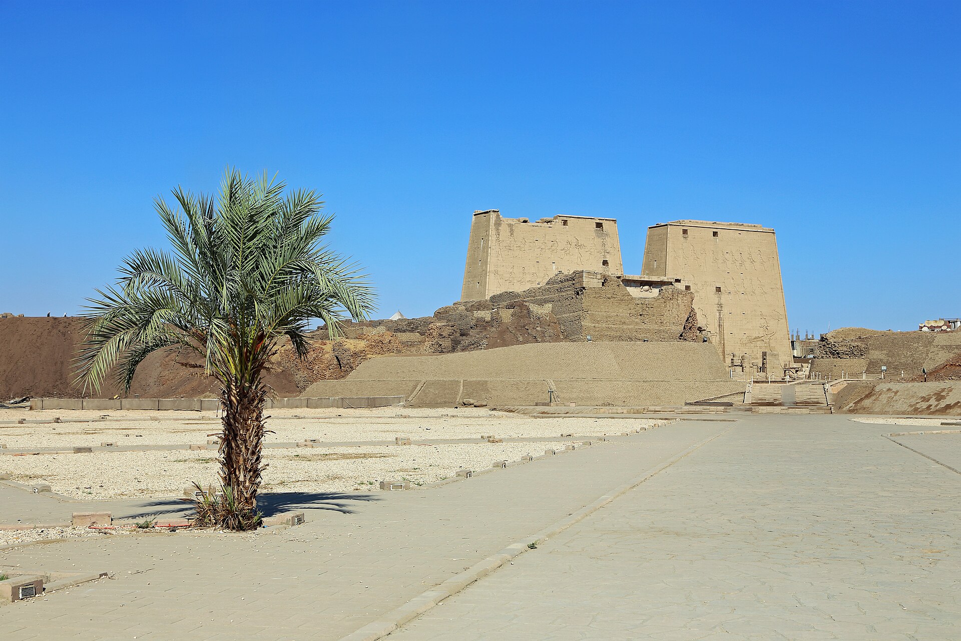Columns and reliefs inside Edfu Temple, Egypt
