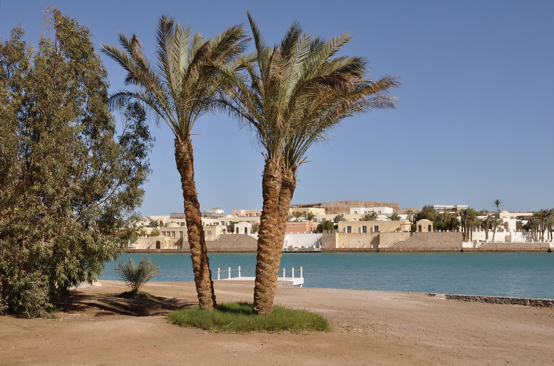 Waterside buildings and bridges in El Gouna near Hurghada, Egypt