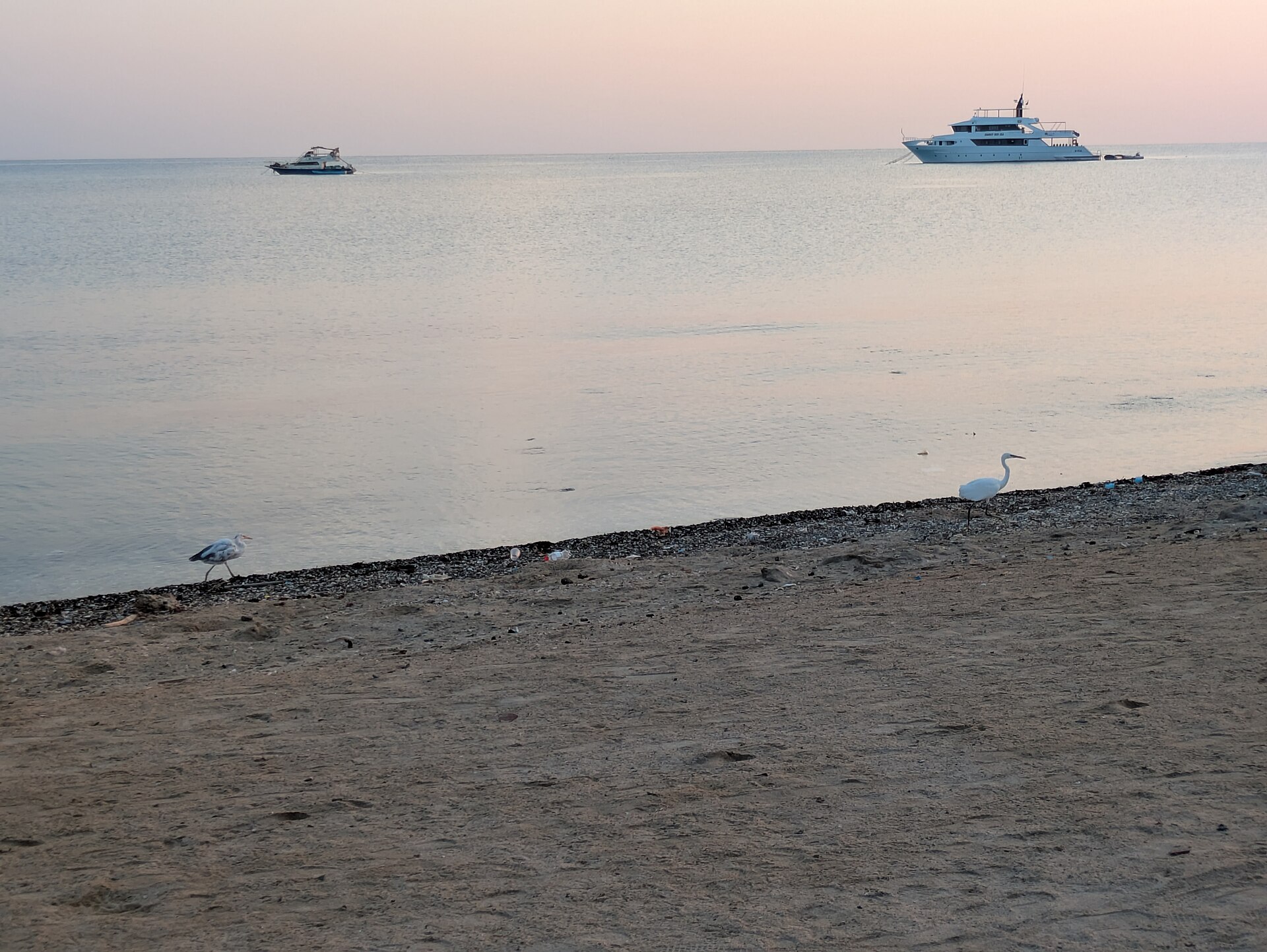 Boats moored on the far southern Red Sea coast of Egypt near Wadi Lahami