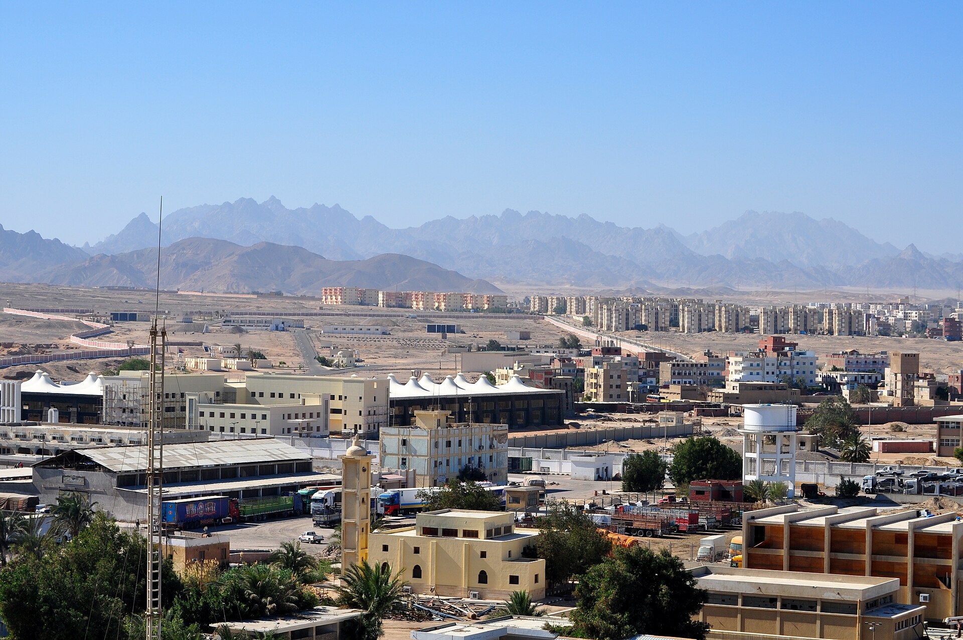 Coastline and town at Port Safaga on Egypt's Red Sea coast