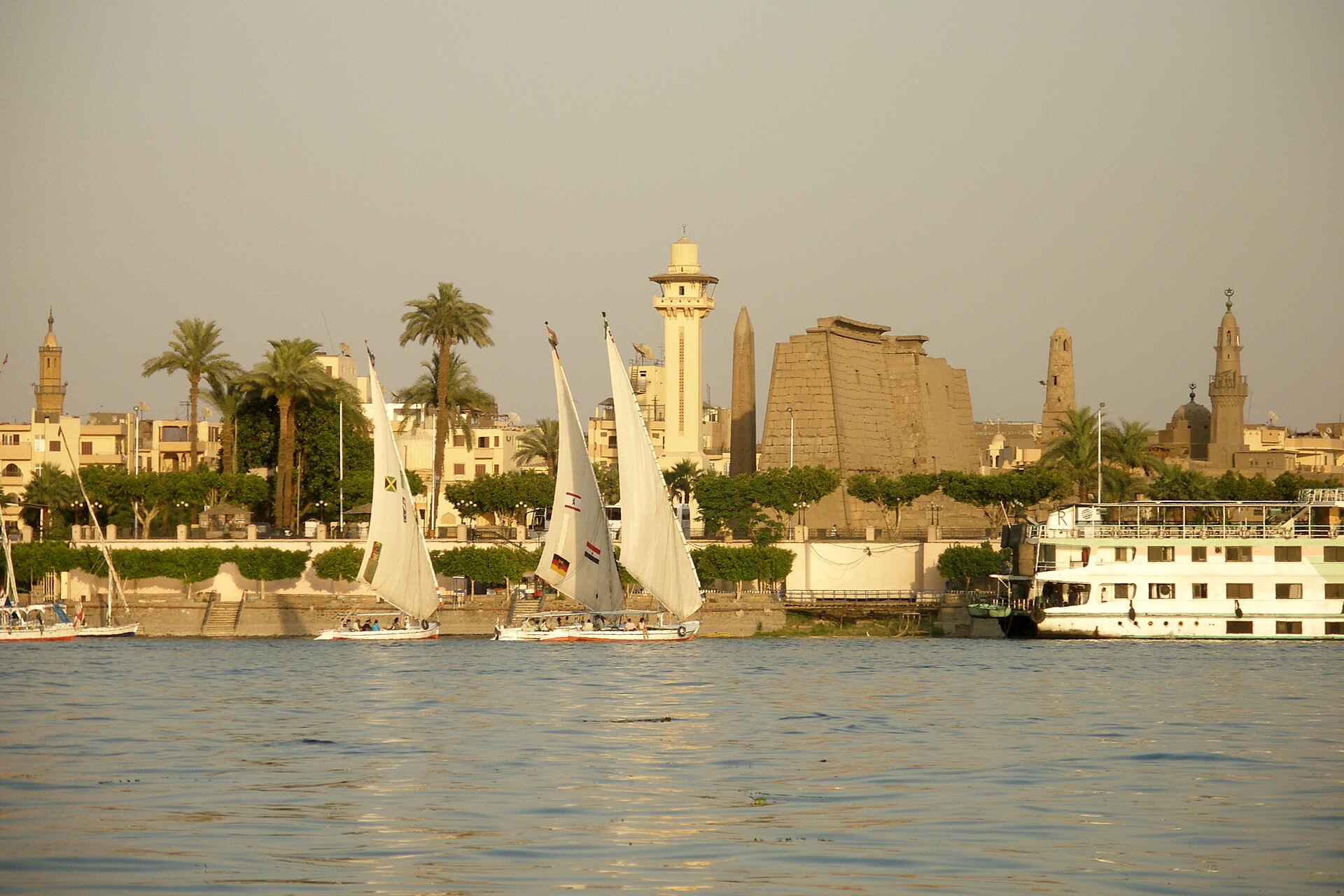 Feluccas and river boats on the Nile at Luxor, Egypt