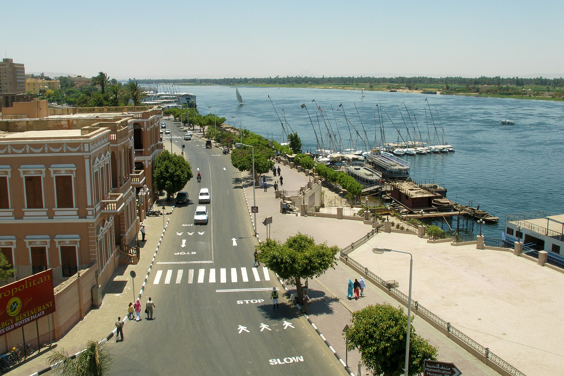 Corniche promenade along the Nile in Luxor, Egypt