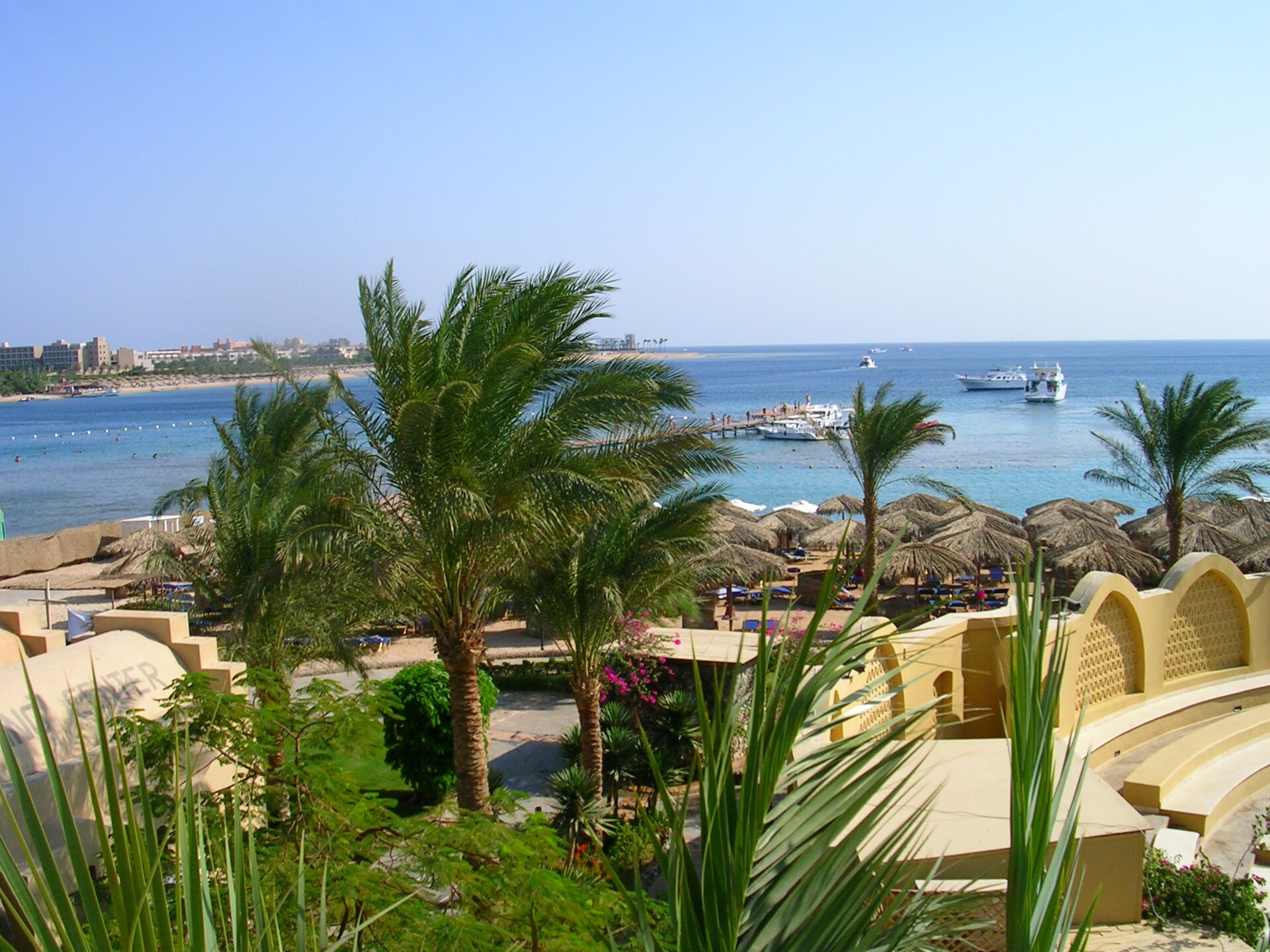 Beach and resort coastline at Makadi Bay south of Hurghada, Egypt