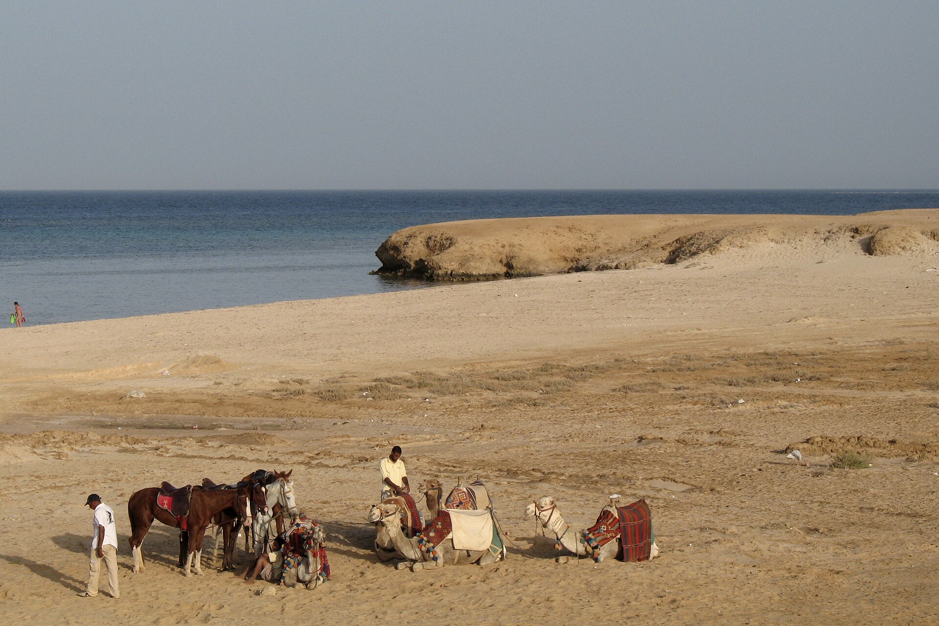 Red Sea bay and desert coastline at Marsa Alam, Egypt