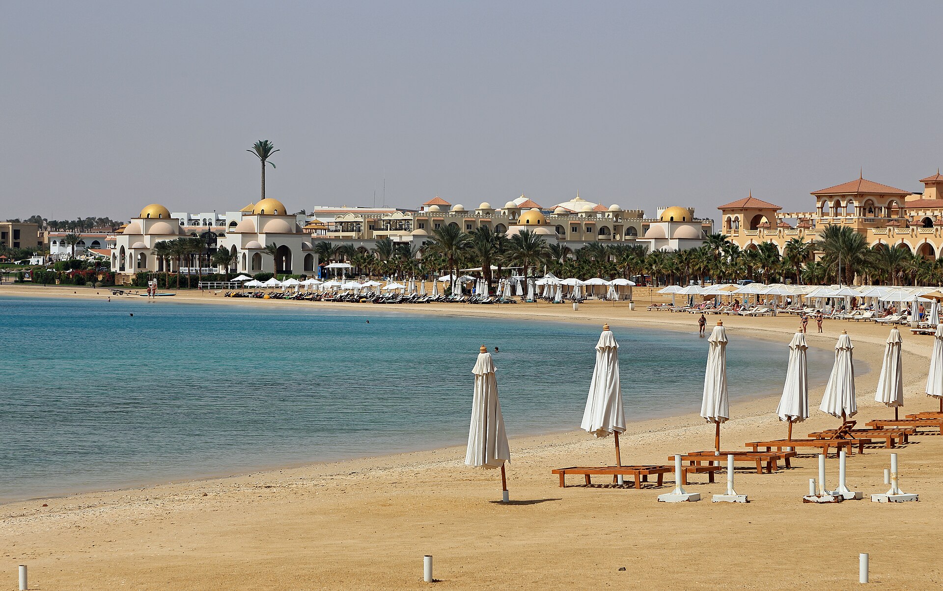 Beachfront resort architecture at Sahl Hasheesh bay near Hurghada, Egypt