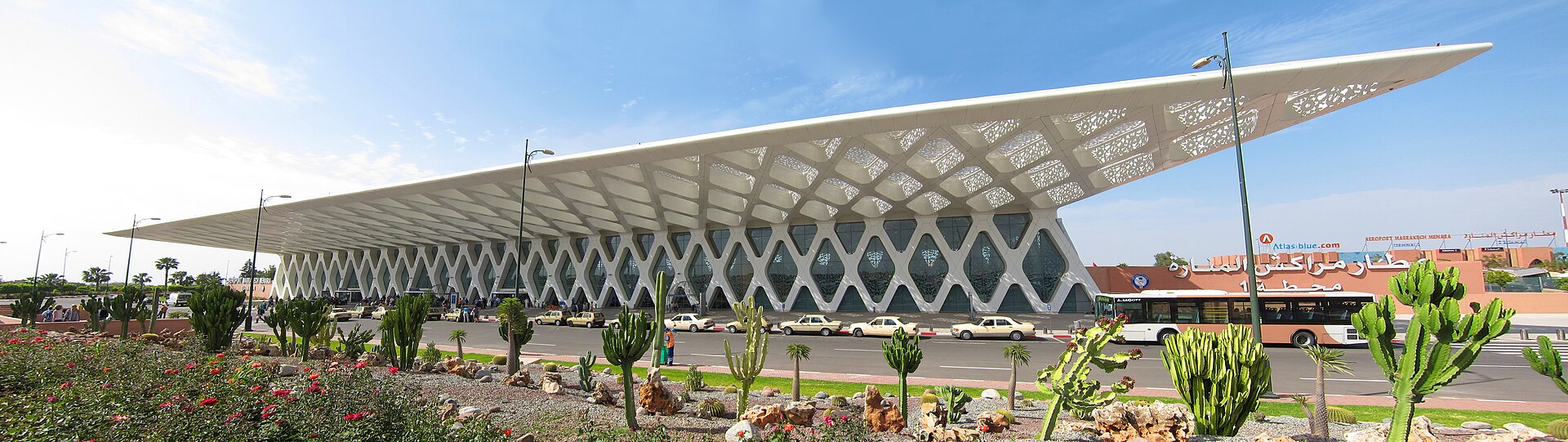 Arrivals area at Marrakech Menara Airport where private transfer drivers meet passengers