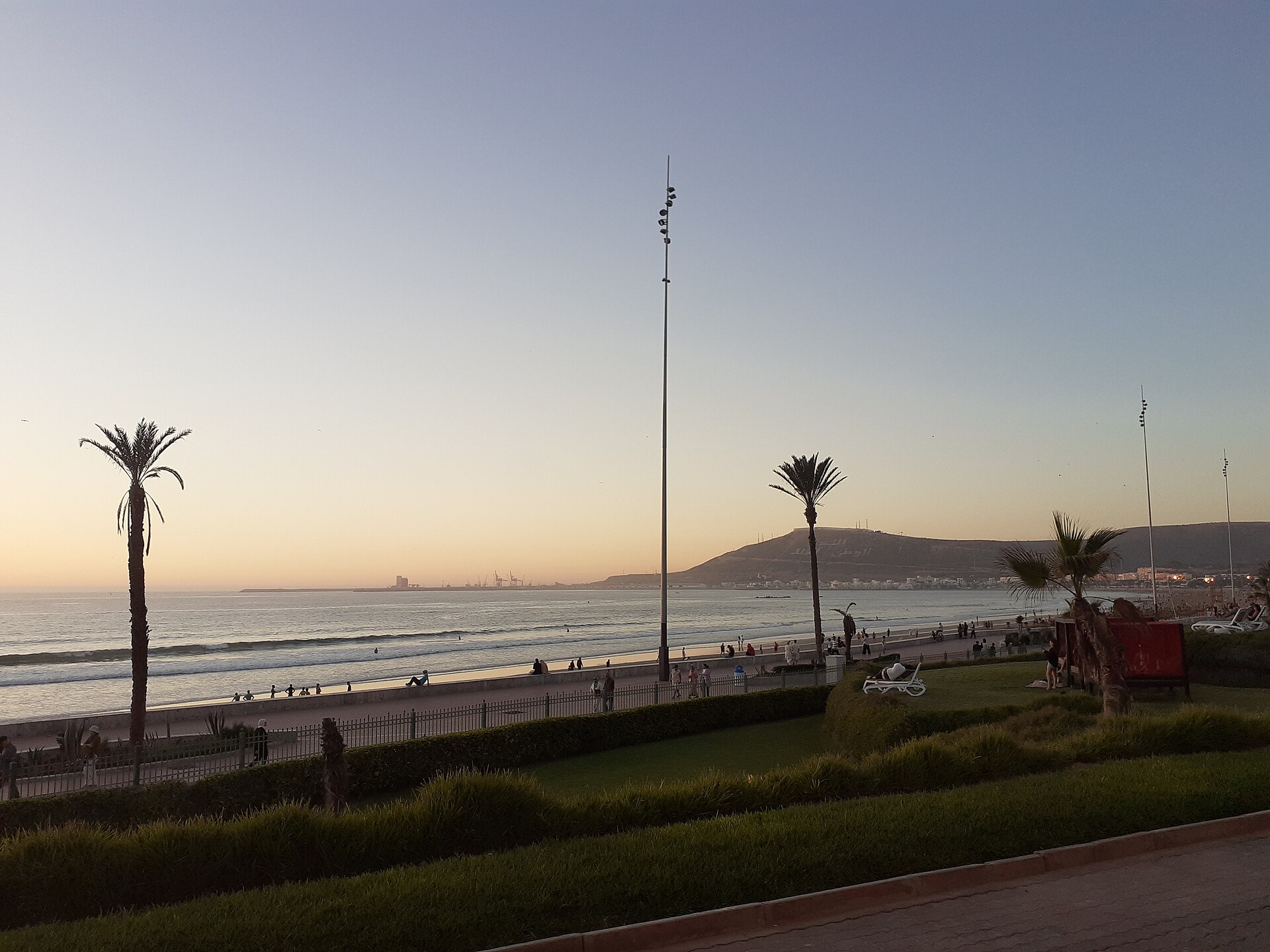 Agadir beach and bay seen from above, the destination of the Marrakech to Agadir transfer